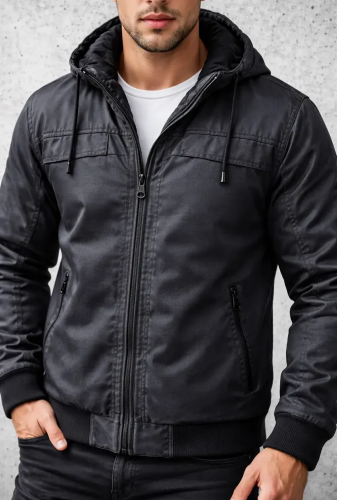Jaqueta de sarja pelúcia da masculina